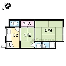 大和アパート 2Kの間取図画像