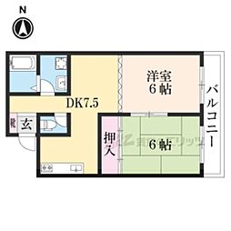 アード膳所 2DKの間取図画像