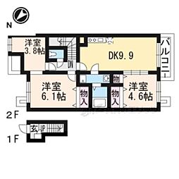 オーベルジュ 2LDKの間取図画像