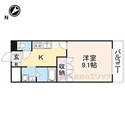 メゾン花水木 1Kの間取図画像