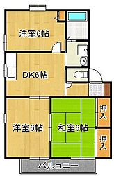 リバプール 2階3DKの間取り