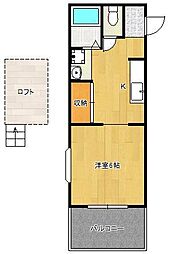 AC浅川町 1Kの間取図画像