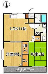 ロイヤルシャトー片山 2LDKの間取図画像