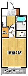 ヒカリビル ワンルームの間取図画像