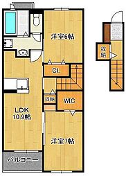 アミティエ1 2LDKの間取図画像