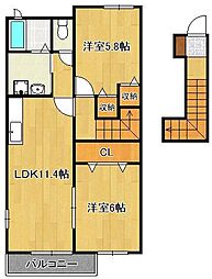 レイクサイド遠賀 2LDKの間取図画像