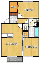 ウィットエブリB 2LDKの間取図画像