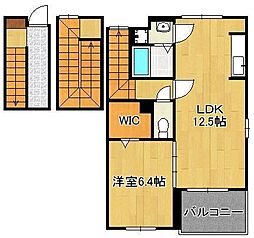 エスポワールB 1LDKの間取図画像