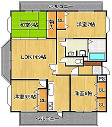 グランドパレス折尾駅南 4LDKの間取図画像