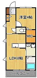 クレストヴィラ弐番館 1LDKの間取図画像