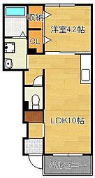 コッティ星和 1LDKの間取図画像