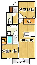 砂山みずほ 2DKの間取図画像
