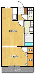 フォンテーヌ・二島 1LDKの間取図画像
