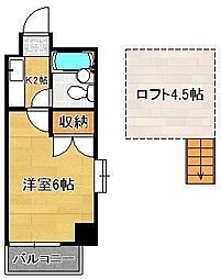 ロイヤルシャトー黒崎 1Kの間取図画像