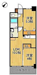 北九州市八幡西区樋口町マンション 2LDKの間取図画像