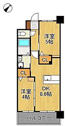 （仮称）コンダクトレジデンスHIGUCHIMACHI 8階2DKの間取り