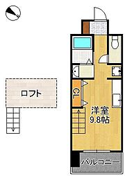 RISO CORE 5階ワンルームの間取り