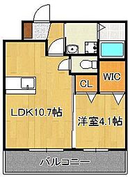 ウィルスタイル陣原R 1LDKの間取図画像