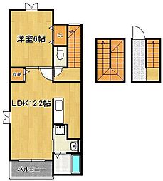 ハーモニーアライブ陣原4 1LDKの間取図画像