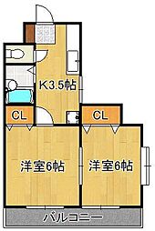 シャトレ幸神2 2Kの間取図画像