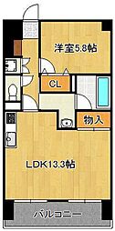ライオンズマンション青山第3 1LDKの間取図画像