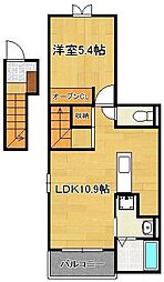 ハーモニーアライブ陣原4 1LDKの間取図画像