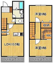 ヴェルジュ桃園公園パークスイートA 2SLDKの間取図画像
