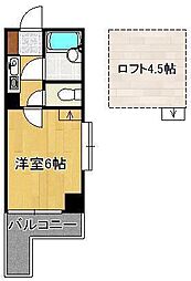 ロイヤルシャトー黒崎 1Kの間取図画像