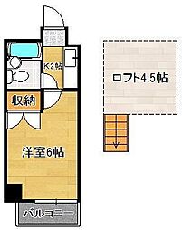 ロイヤルシャトー黒崎 1Kの間取図画像