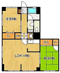 ヒカリハイツ 2LDKの間取図画像