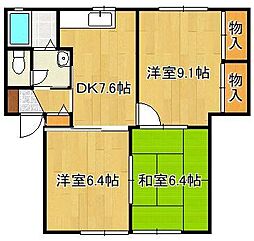 グリーンネスト 3DKの間取図画像