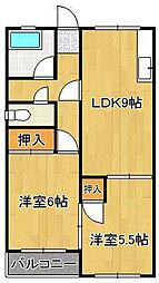 市瀬ビル 2LDKの間取図画像