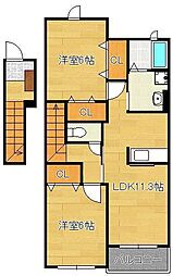 グレースコート 2LDKの間取図画像