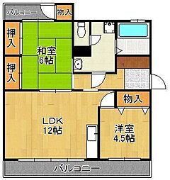 第2石打ビル 2LDKの間取図画像