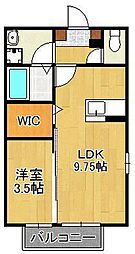 ハイヒルズ湯野原 1LDKの間取図画像