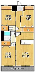 キャンファ・マンション3 3LDKの間取図画像