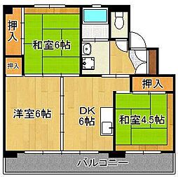 ビレッジハウス直方東2号棟 3DKの間取図画像