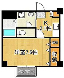 アルテール幸神 1Kの間取図画像