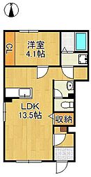 仮)北九州市八幡西区町上津役西2丁目賃貸アパート新築工事 1LDKの間取図画像