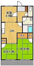 コーポ松尾A 3DKの間取図画像