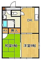 ルミエール曙 2DKの間取図画像