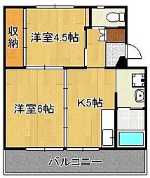 ビレッジハウス直方5 2DKの間取図画像
