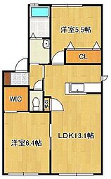コスモスコーポラスA 2LDKの間取図画像