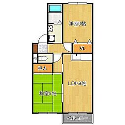 ドミール岡垣A 2LDKの間取図画像