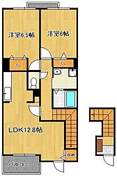 グローヴ・ガーデンC 2LDKの間取図画像