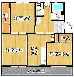 ビレッジハウス直方3 3DKの間取図画像