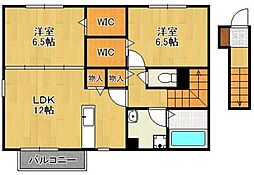 プレミールAsagiri 2LDKの間取図画像