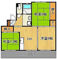 メモリープラザ中間1 3DKの間取図画像
