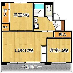 ビレッジハウス鞍手1 2LDKの間取図画像