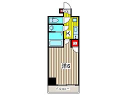 オーキッドレジデンス西川口 6階1Kの間取り